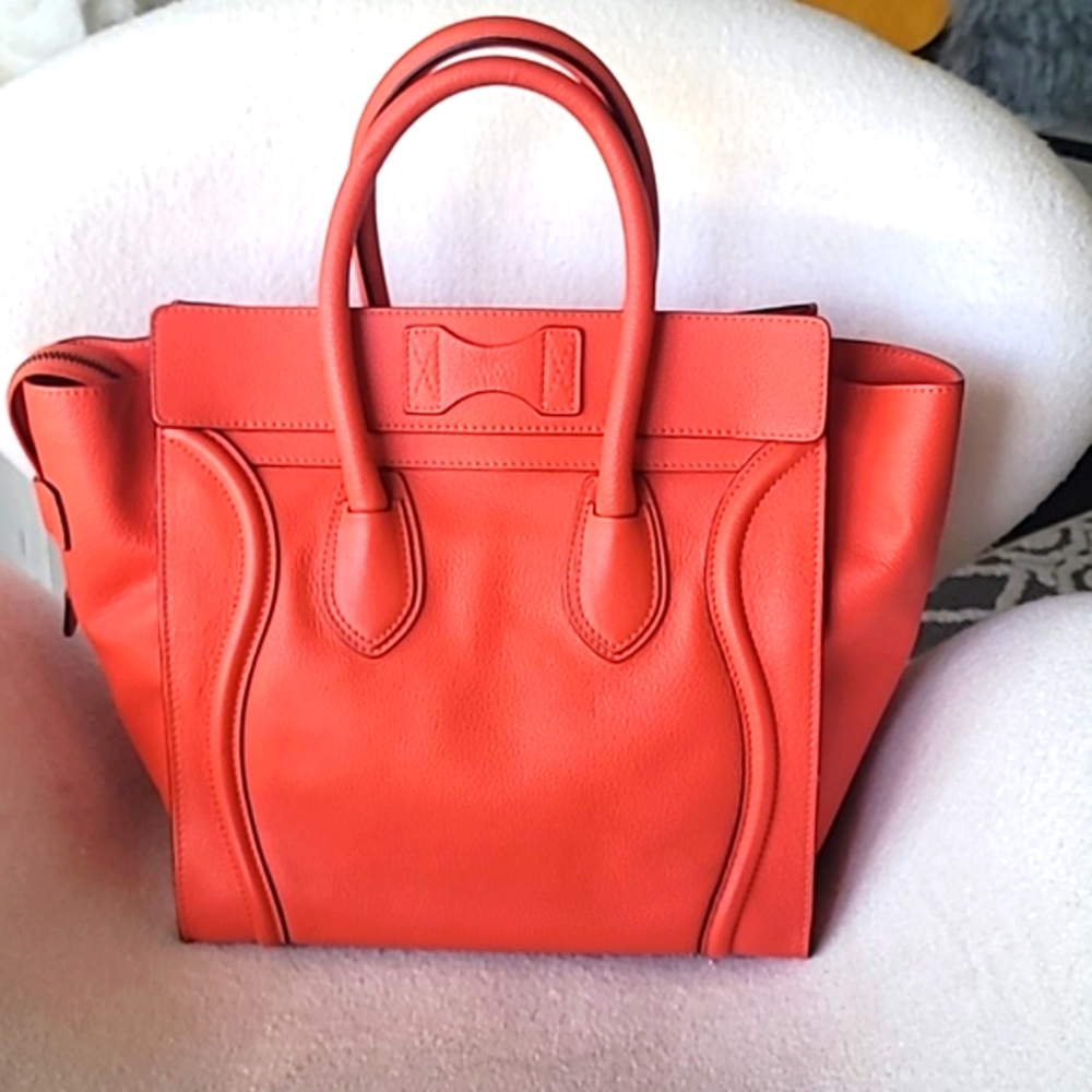 CELINE Luggage Mini Vermilion Bag. - Picture 2 of 9